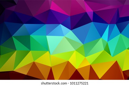 Dark Multicolor, Rainbow vector blurry triangle pattern. Creative illustration in halftone style with gradient. Brand-new design for your business.