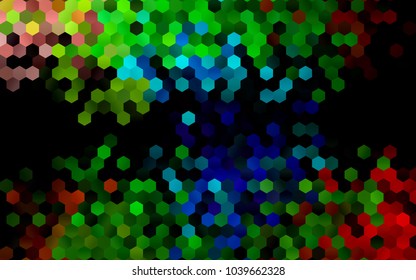 Dark Multicolor, Rainbow vector blurry hexagon background design. Geometric background in Origami style with gradient. 