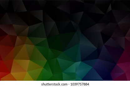 Dark Multicolor, Rainbow vector blurry triangle background. Creative illustration in halftone style with gradient. The best triangular design for your business.