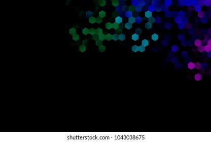 Dark Multicolor, Rainbow vector blurry hexagon background design. Geometric background in Origami style with gradient. 