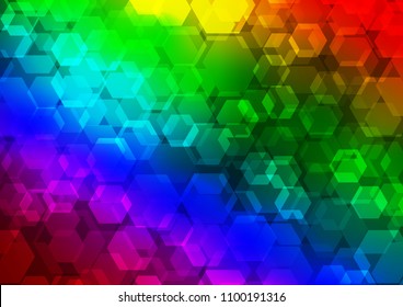 Dark Multicolor, Rainbow vector blurry hexagon pattern. Creative geometric illustration in Origami style with gradient. A completely new design for your business.