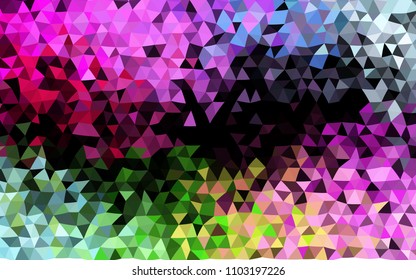 Dark Multicolor, Rainbow vector blurry triangle pattern. Shining illustration, which consist of triangles. The completely new template can be used for your brand book.