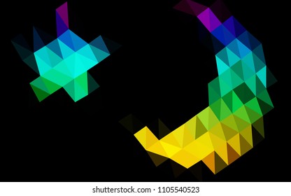 Dark Multicolor, Rainbow vector blurry hexagon template. Shining illustration, which consist of triangles. A completely new design for your business.