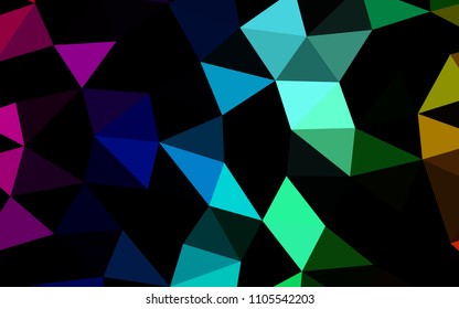 Dark Multicolor, Rainbow vector blurry hexagon blurry triangle. Shining colored illustration in a Brand new style. The textured pattern can be used for background.