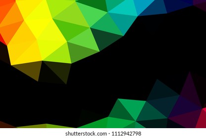 Dark Multicolor, Rainbow vector blurry hexagon blurry triangle. Geometric illustration in Origami style with gradient.  The template can be used as a background for cell phones.