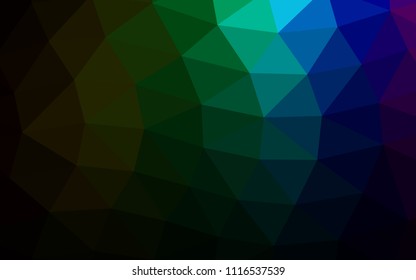 Dark Multicolor, Rainbow vector blurry hexagon blurry triangle. Colorful abstract illustration with gradient. Triangular pattern for your business design.