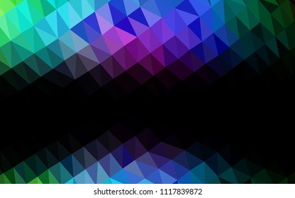 Dark Multicolor, Rainbow vector blurry hexagon template. Colorful abstract illustration with gradient. The polygonal design can be used for your web site.