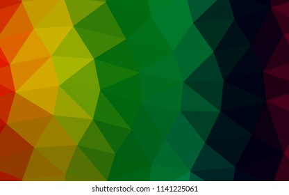 Dark Multicolor, Rainbow vector blurry hexagon blurry triangle. Creative geometric illustration in Origami style with gradient. The template can be used as a background for cell phones.
