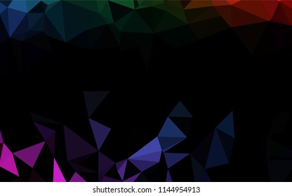 Dark Multicolor, Rainbow vector blurry hexagon template. Shining illustration, which consist of triangles. Brand new style for your business design.