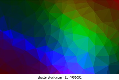 Dark Multicolor, Rainbow vector blurry hexagon pattern. Colorful illustration in abstract style with gradient. A completely new template for your business design.