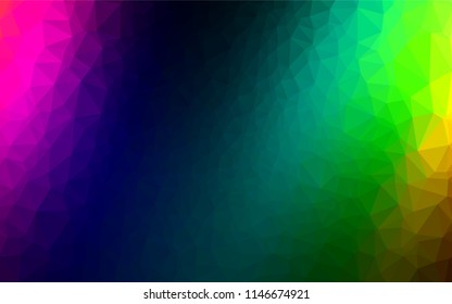 Dark Multicolor, Rainbow vector blurry hexagon texture. Shining illustration, which consist of triangles. The best triangular design for your business.