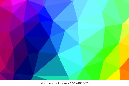 Dark Multicolor, Rainbow vector blurry hexagon texture. Triangular geometric sample with gradient.  The elegant pattern can be used as part of a brand book.
