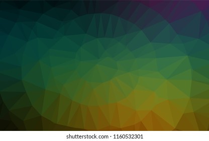 Dark Multicolor, Rainbow vector blurry hexagon template. Shining illustration, which consist of triangles. A completely new template for your business design.