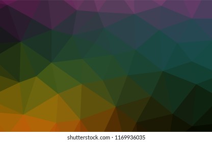 Dark Multicolor, Rainbow vector blurry hexagon pattern. Geometric illustration in Origami style with gradient.  A new texture for your design.
