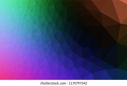 Dark Multicolor, Rainbow vector blurry hexagon pattern. Shining illustration, which consist of triangles. The best triangular design for your business.