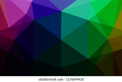 Dark Multicolor, Rainbow vector blurry hexagon template. Geometric illustration in Origami style with gradient.  A completely new template for your business design.