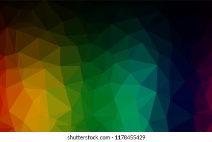 Dark Multicolor, Rainbow vector blurry hexagon pattern. Shining illustration, which consist of triangles. The best triangular design for your business.