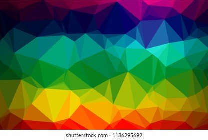 Dark Multicolor, Rainbow vector blurry hexagon pattern. Glitter abstract illustration with an elegant design. The best triangular design for your business.