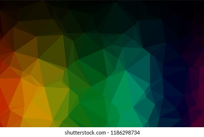Dark Multicolor, Rainbow vector blurry hexagon texture. Triangular geometric sample with gradient.  The completely new template can be used for your brand book.
