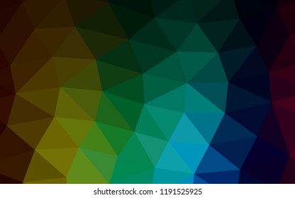 Dark Multicolor, Rainbow vector blurry hexagon blurry triangle. Colorful abstract illustration with gradient. The template can be used as a background for cell phones.