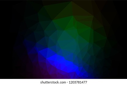 Dark Multicolor, Rainbow vector blurry hexagon template. Shining illustration, which consist of triangles. The template can be used as a background for cell phones.
