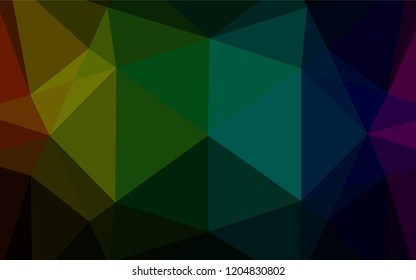 Dark Multicolor, Rainbow vector blurry hexagon template. Geometric illustration in Origami style with gradient.  Brand new style for your business design.