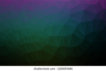 Dark Multicolor, Rainbow vector blurry hexagon template. A sample with polygonal shapes. A completely new design for your business.