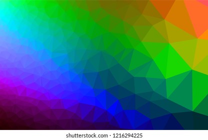 Dark Multicolor, Rainbow vector blurry hexagon texture. An elegant bright illustration with gradient. The polygonal design can be used for your web site.