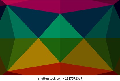 Dark Multicolor, Rainbow vector blurry hexagon template. Shining illustration, which consist of triangles. The completely new template can be used for your brand book.