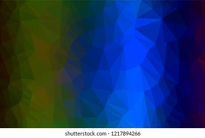 Dark Multicolor, Rainbow vector blurry hexagon template. A sample with polygonal shapes. The textured pattern can be used for background.