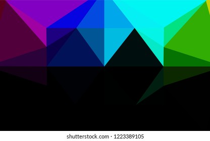 Dark Multicolor, Rainbow vector blurry hexagon pattern. Shining illustration, which consist of triangles. Brand new style for your business design.