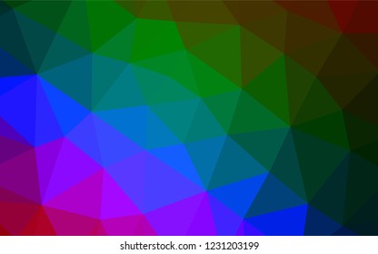 Dark Multicolor, Rainbow vector blurry hexagon pattern. Shining illustration, which consist of triangles. The completely new template can be used for your brand book.