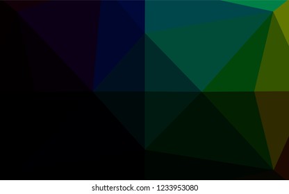 Dark Multicolor, Rainbow vector blurry hexagon template. Triangular geometric sample with gradient.  The completely new template can be used for your brand book.
