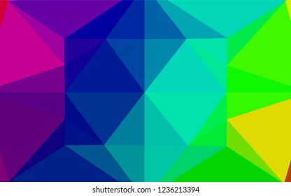 Dark Multicolor, Rainbow vector blurry hexagon pattern. A sample with polygonal shapes. Triangular pattern for your business design.