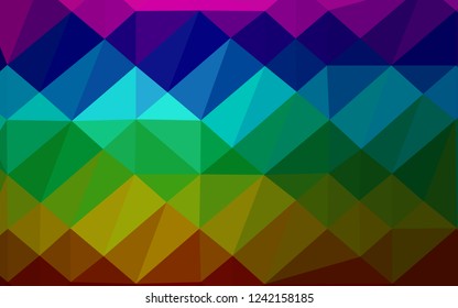 Dark Multicolor, Rainbow vector blurry triangle pattern. An elegant bright illustration with gradient. Template for a cell phone background.