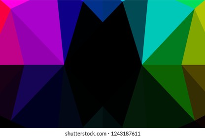 Dark Multicolor, Rainbow vector blurry hexagon template. Brand new colored illustration in blurry style with gradient. Triangular pattern for your business design.