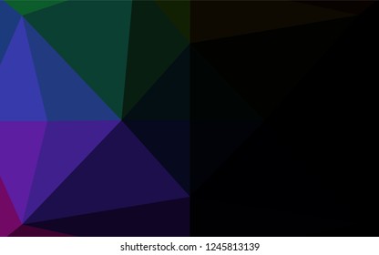 Dark Multicolor, Rainbow vector blurry hexagon pattern. Geometric illustration in Origami style with gradient.  The template can be used as a background for cell phones.