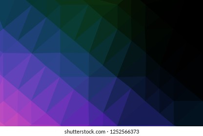 Dark Multicolor, Rainbow vector blurry triangle texture. Colorful illustration in Origami style with gradient.  Textured pattern for background.