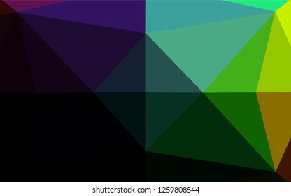 Dark Multicolor, Rainbow vector blurry hexagon template. Geometric illustration in Origami style with gradient.  Triangular pattern for your business design.