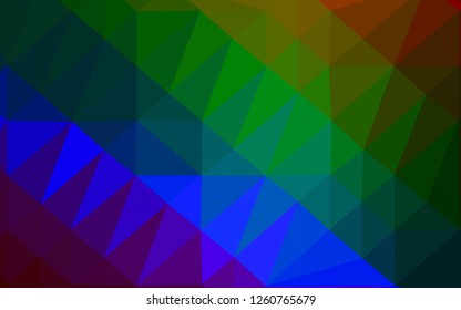 Dark Multicolor, Rainbow vector blurry triangle texture. Geometric illustration in Origami style with gradient. The best triangular design for your business.