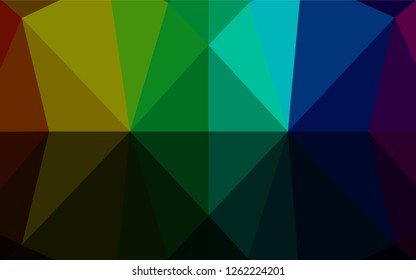 Dark Multicolor, Rainbow vector blurry hexagon pattern. Triangular geometric sample with gradient.  A completely new template for your business design.