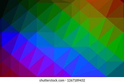 Dark Multicolor, Rainbow vector blurry triangle pattern. Colorful abstract illustration with gradient. Triangular pattern for your business design.