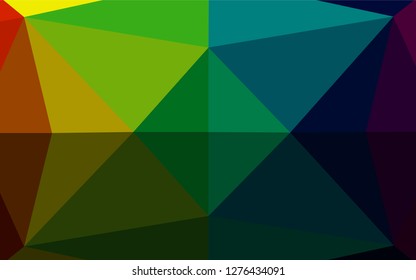 Dark Multicolor, Rainbow vector blurry hexagon template. Geometric illustration in Origami style with gradient.  The elegant pattern can be used as part of a brand book.