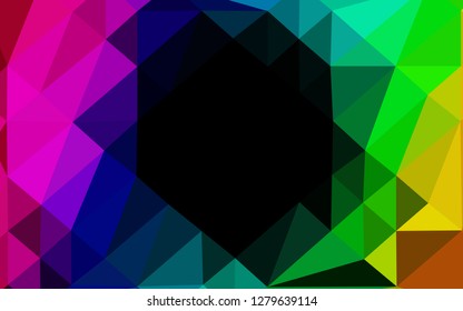 Dark Multicolor, Rainbow vector blurry triangle texture. Triangular geometric sample with gradient.  New texture for your design.