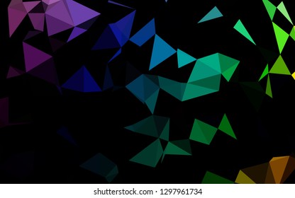 Dark Multicolor, Rainbow vector blurry triangle pattern. Glitter abstract illustration with an elegant design. Template for your brand book.