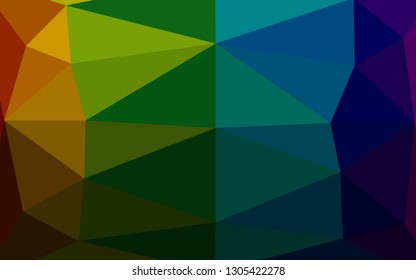 Dark Multicolor, Rainbow vector blurry triangle template. Colorful abstract illustration with gradient. Triangular pattern for your business design.
