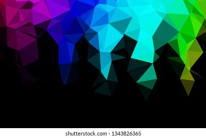 Dark Multicolor, Rainbow vector blurry triangle texture. Colorful illustration in Origami style with gradient.  New texture for your design.