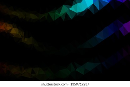 Dark Multicolor, Rainbow vector blurry triangle template. Triangular geometric sample with gradient.  The best triangular design for your business.