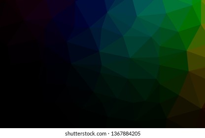 Dark Multicolor, Rainbow vector blurry triangle pattern. Triangular geometric sample with gradient.  The best triangular design for your business.