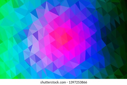 Dark Multicolor, Rainbow vector blurry triangle pattern. Modern geometrical abstract illustration with gradient. Brand new design for your business.